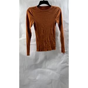 WILD FABLE X TARGET Women's Burnt Orange Crewneck Ribbed Long Sleeve Top SZ 2XS
